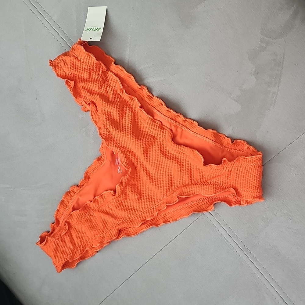 NWT Aerie Cheeky Orange Lace Trim Bikini Bottom